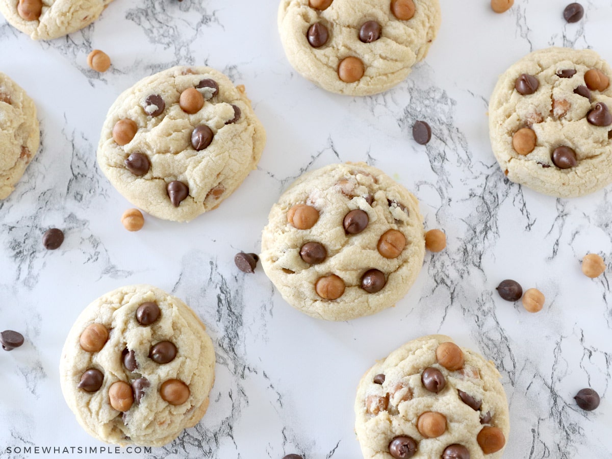 overhead shot of caramel cookies