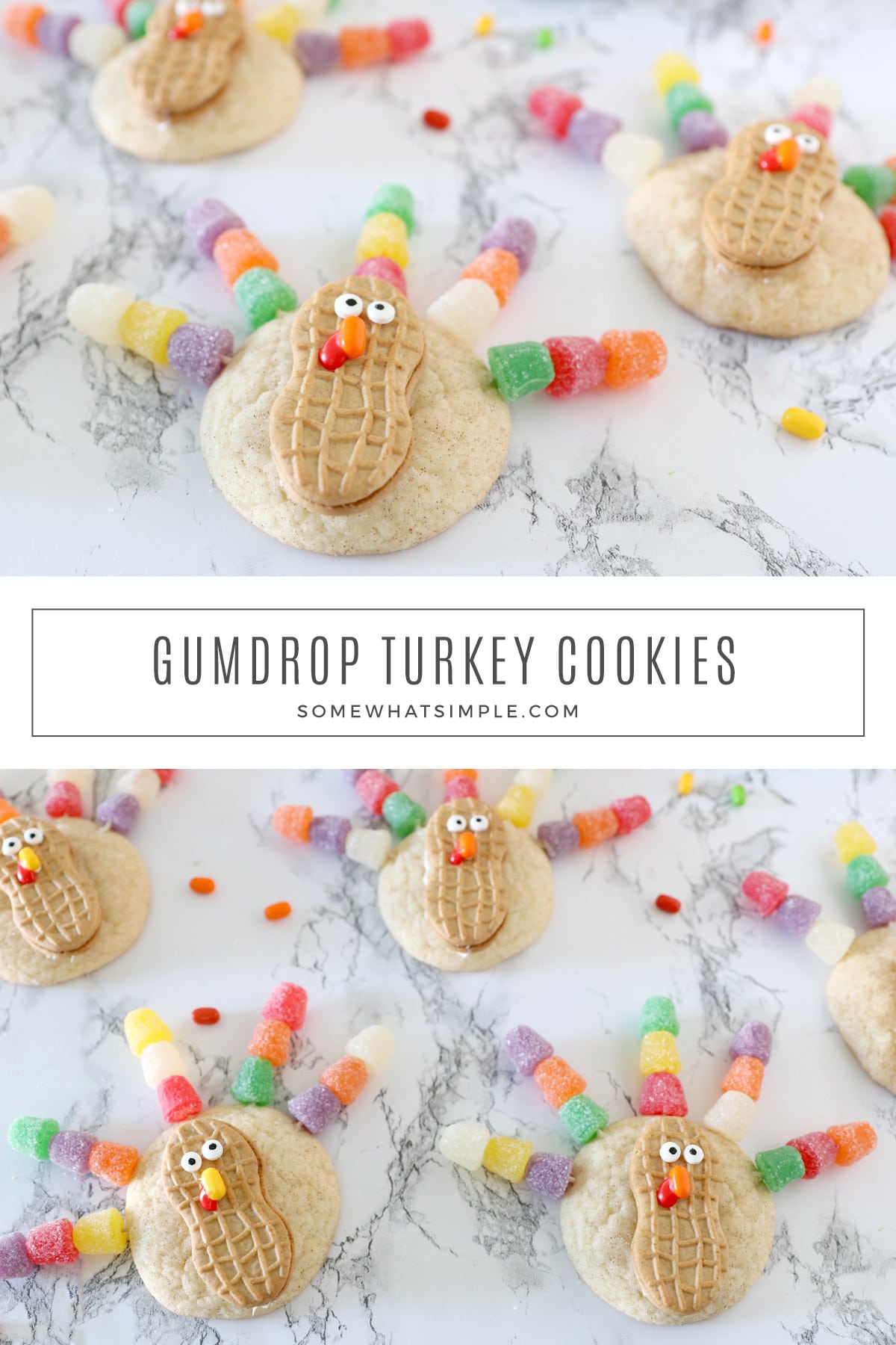 Easy Gumdrop Turkey Cookies - Somewhat Simple