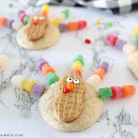 finished turkey cookies on a white counter