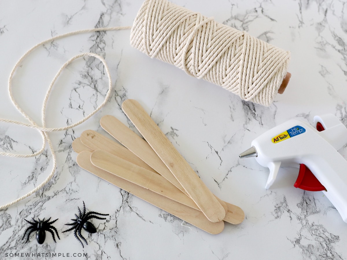 supplies needed for popsicle stick spider webs