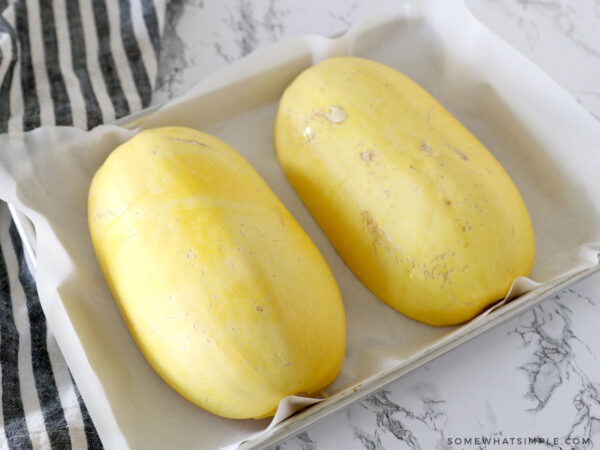 getting ready to bake spaghetti squash