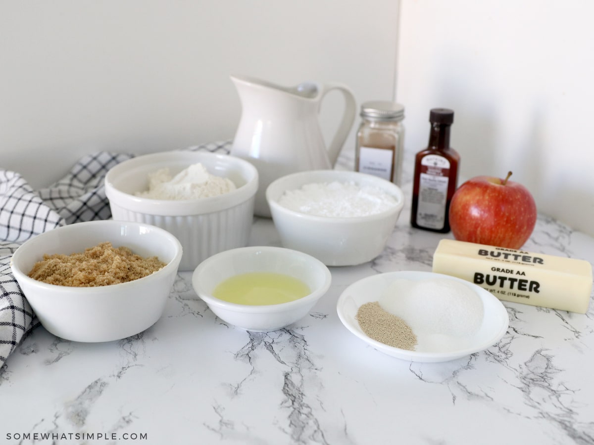 ingredients for apple bread on the counter