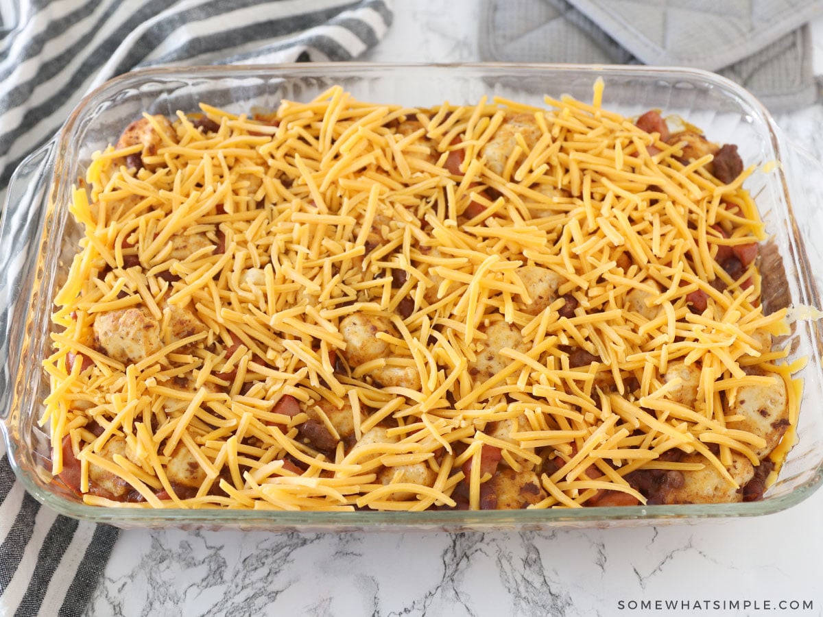 baked casserole pan with cheese