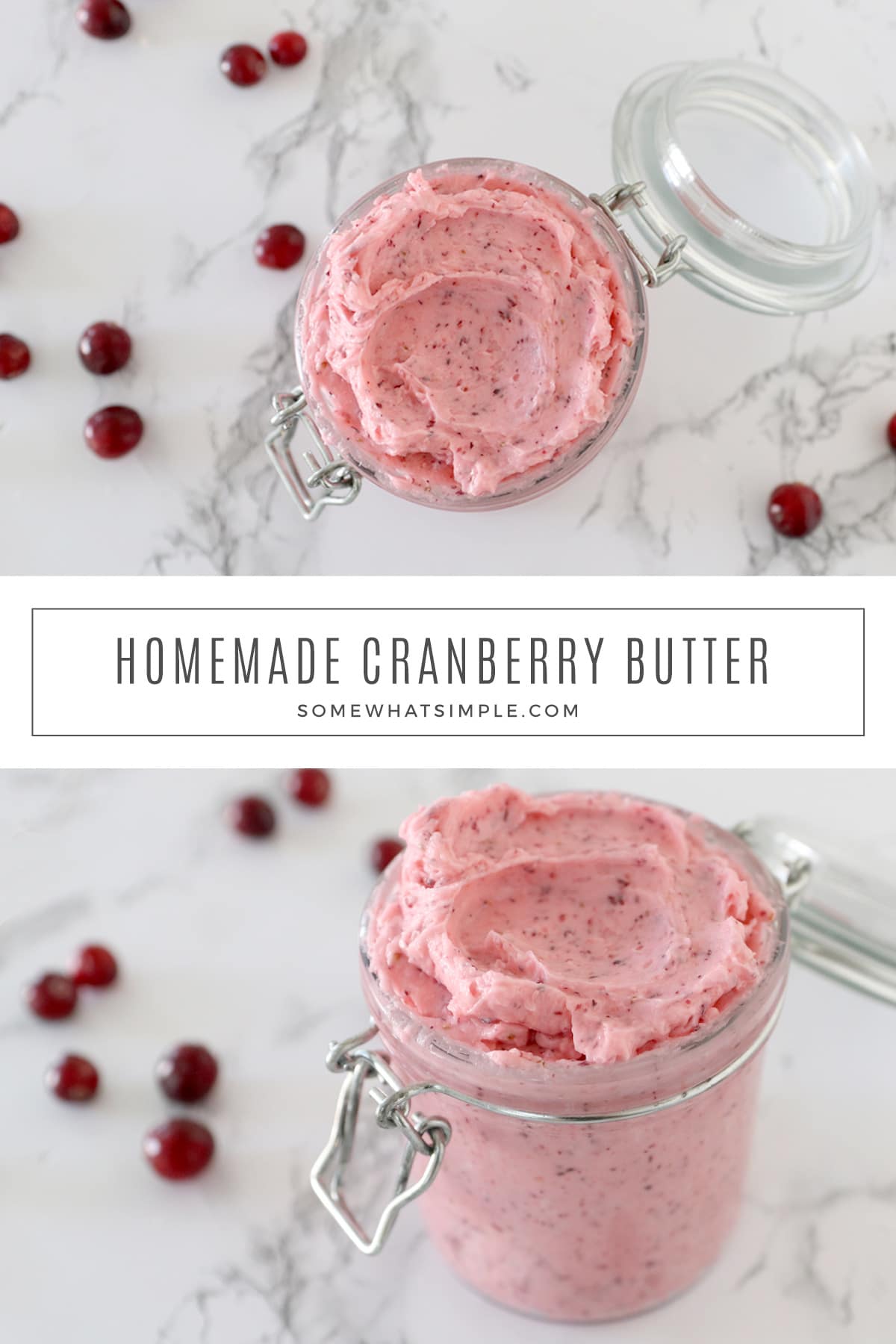 Cranberry Butter is a popular holiday spread that's both delicious and pretty! It's so easy to make and comes together in under 10 minutes! via @somewhatsimple