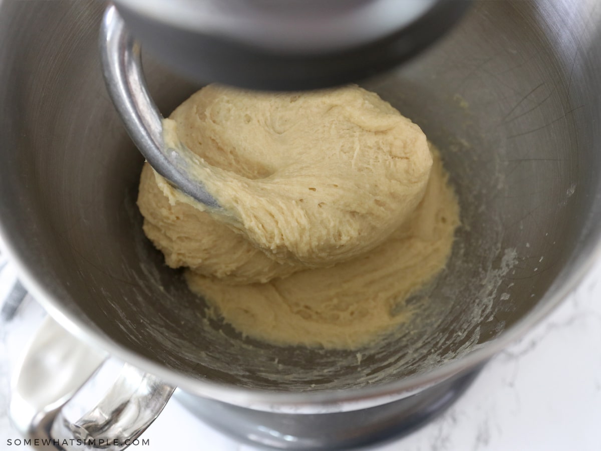 kneading dough until smooth