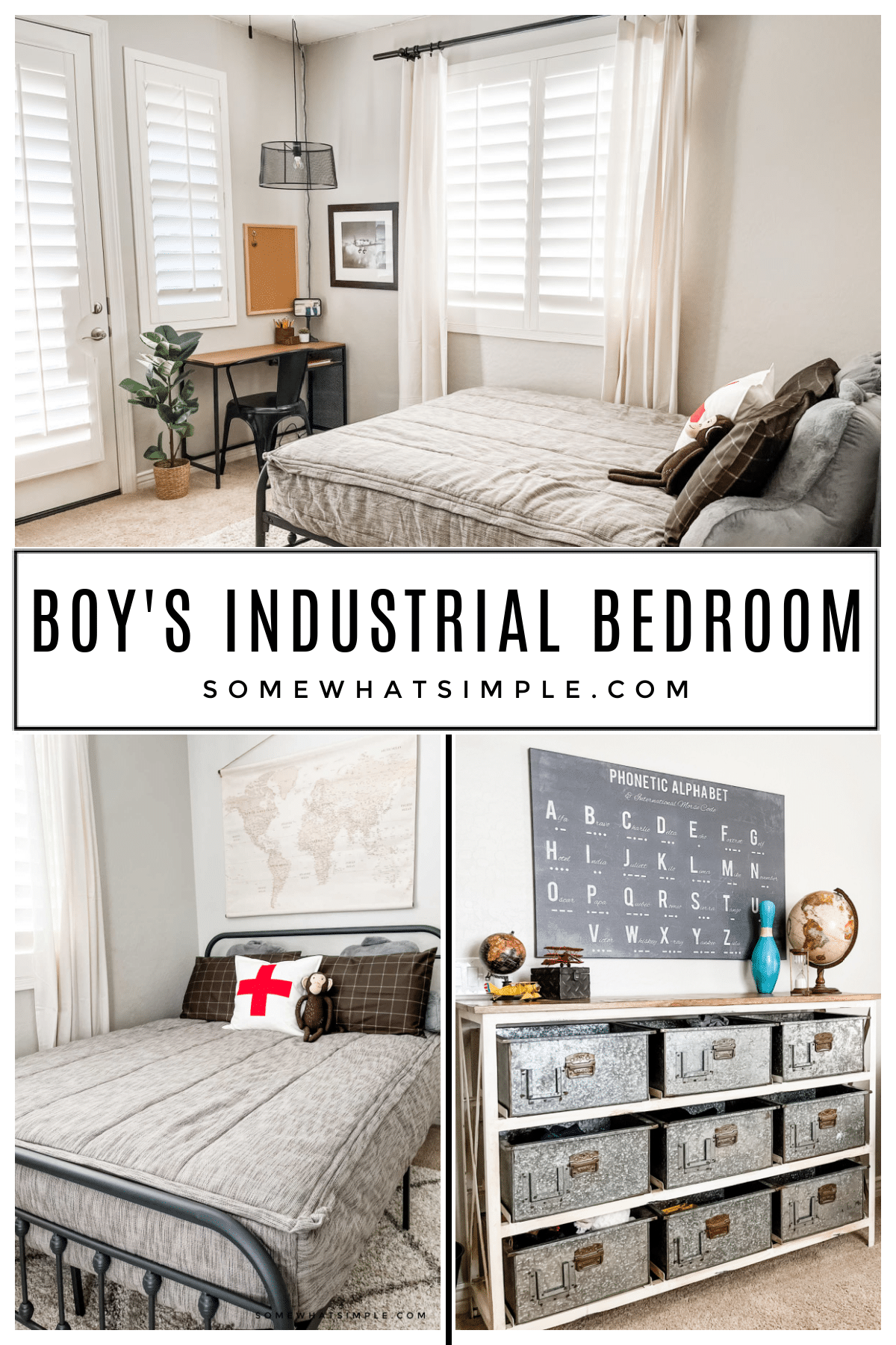 With a few bold pieces and some well-placed home accessories, you can achieve a vintage industrial bedroom makeover that's both cozy and modern. via @somewhatsimple