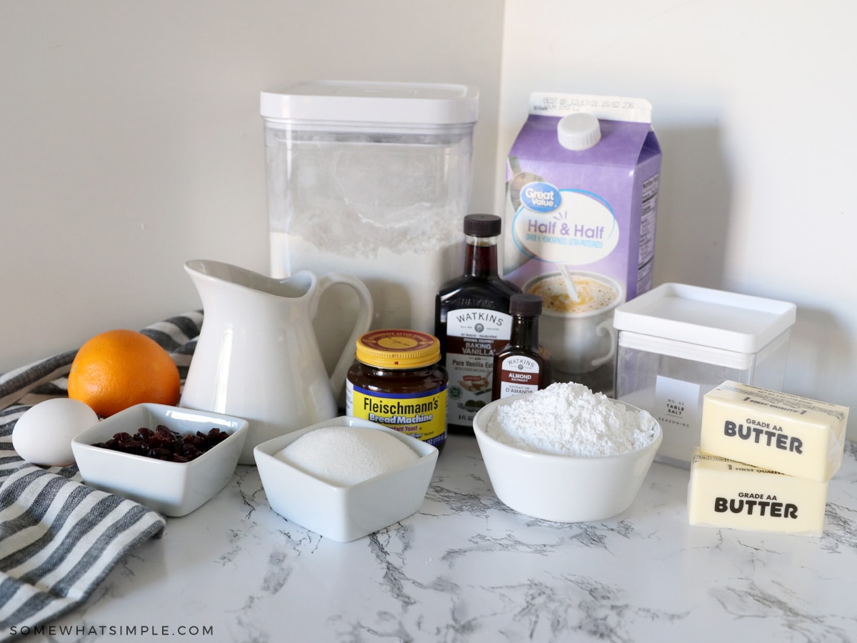 ingredients for cranberry orange sweet roles