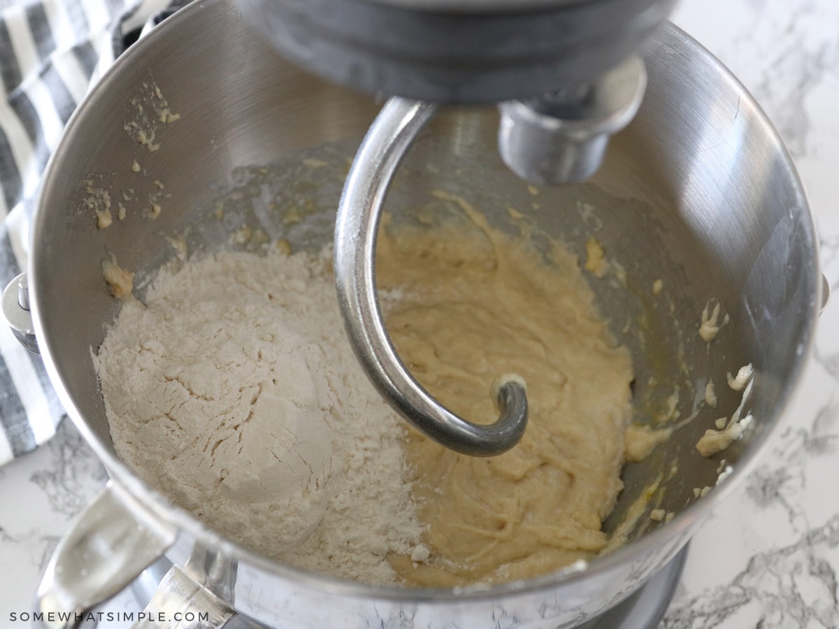 mixing dough with a dough hook