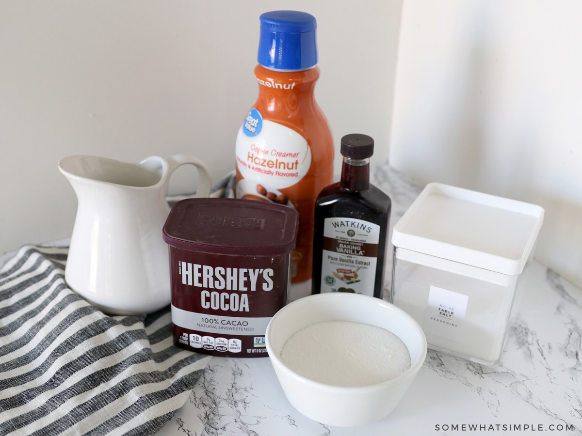 ingredients needed to make creamy hot cocoa