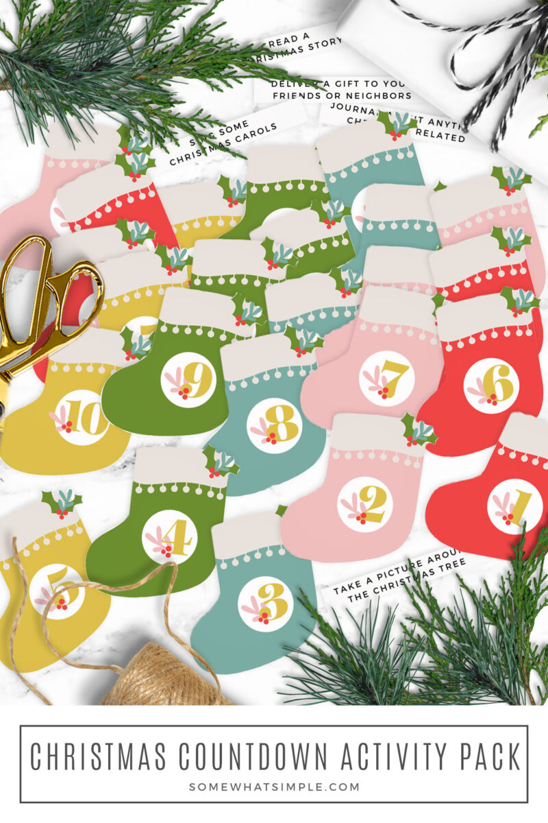 long image showing a fun christmas stocking advent calendar