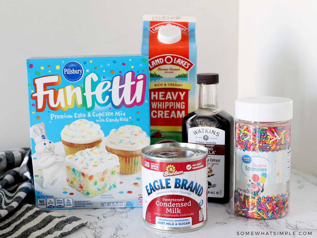 ingredients to make birthday cake ice cream