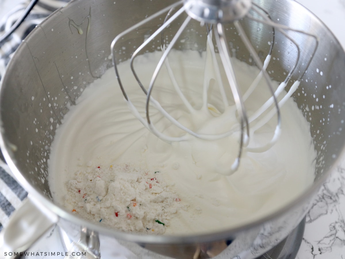 mixing homemade ice cream in a kitchenaide mixer