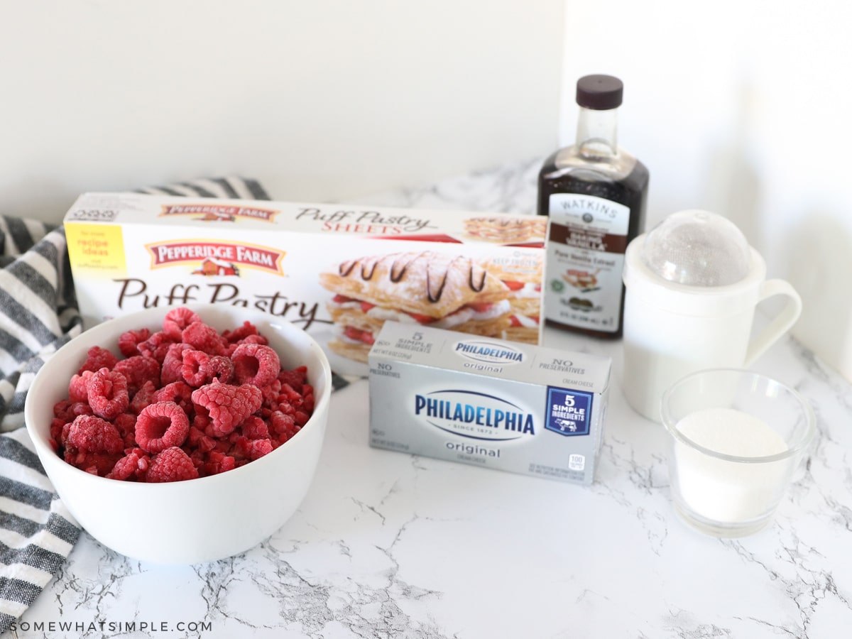 ingredients needed to make a raspberry pastry