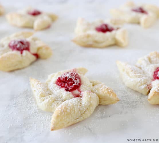 easy raspberry pastries sitting on the counter