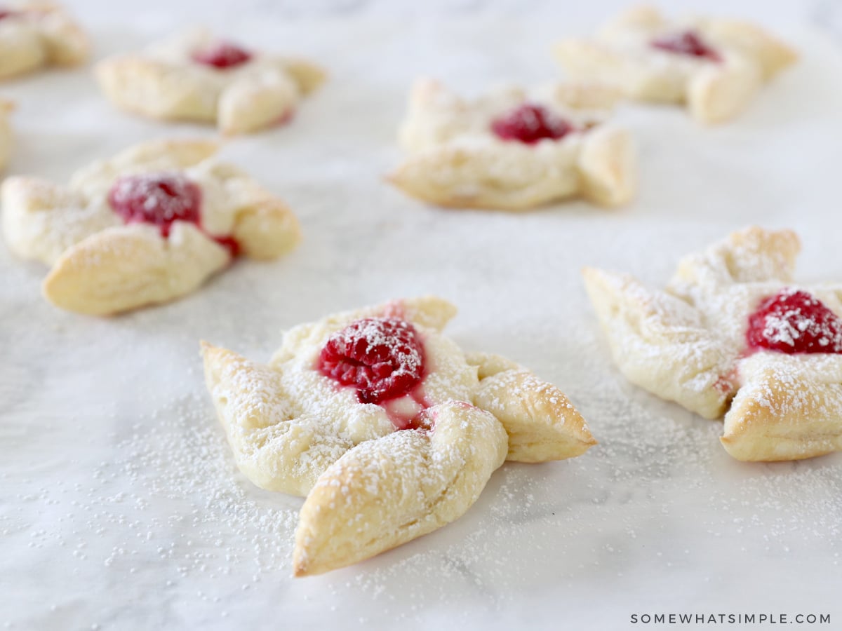 easy raspberry pastries sitting on the counter