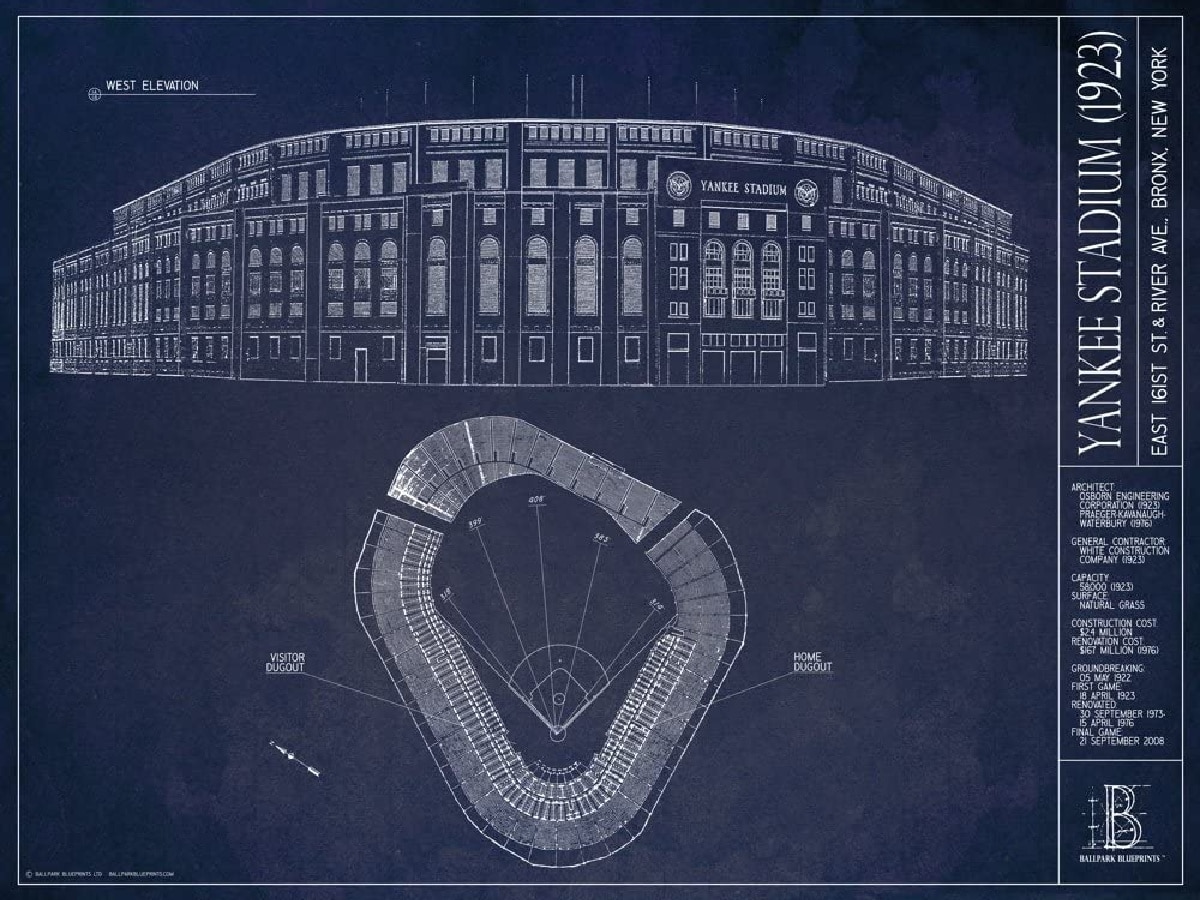 blueprint design of yankee stadium