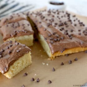 dairy free cake with chocolate frosting