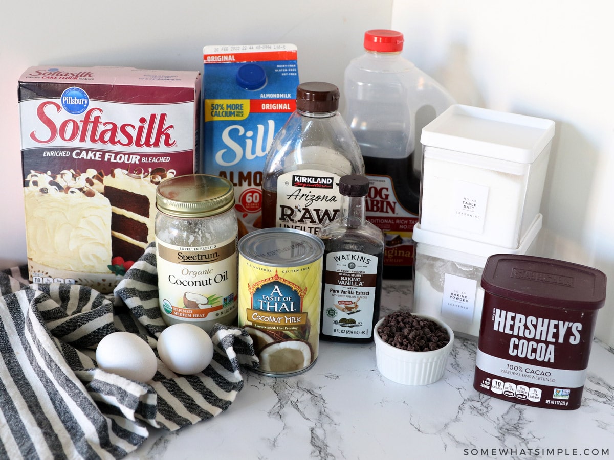 all the ingredients needed to make dairy free cake