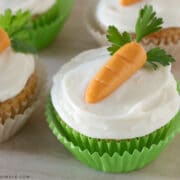 close up of a carrot cake cupcake