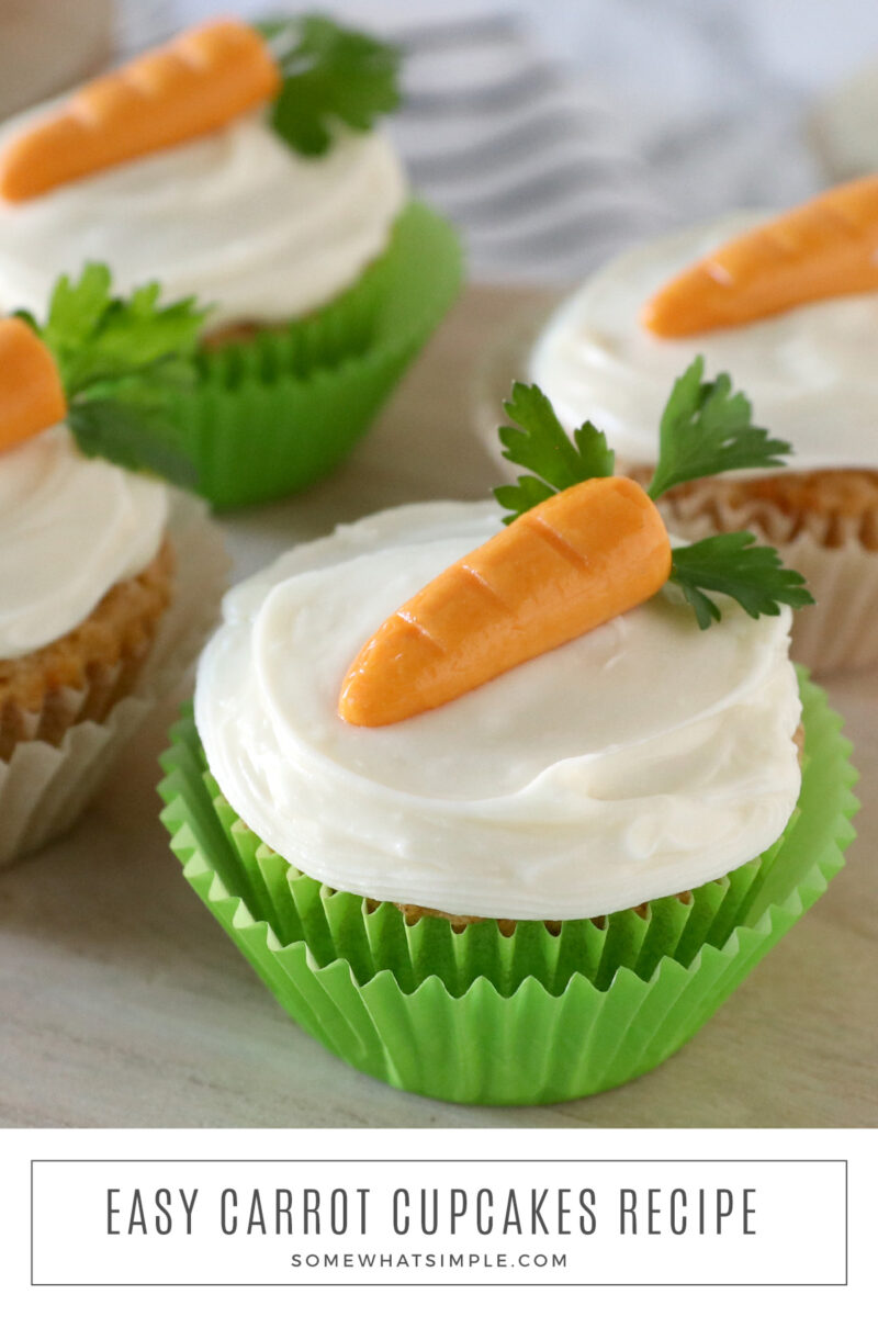 long image of a carrot cake cupcake