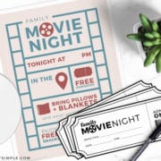 family movie night invitations and tickets