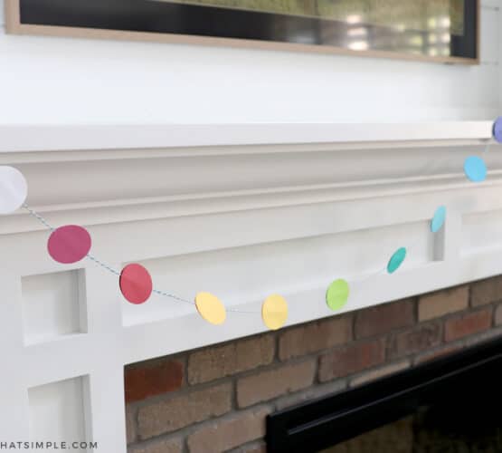 close up of a rainbow garland