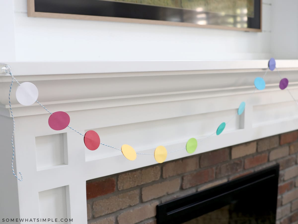 close up of a rainbow garland