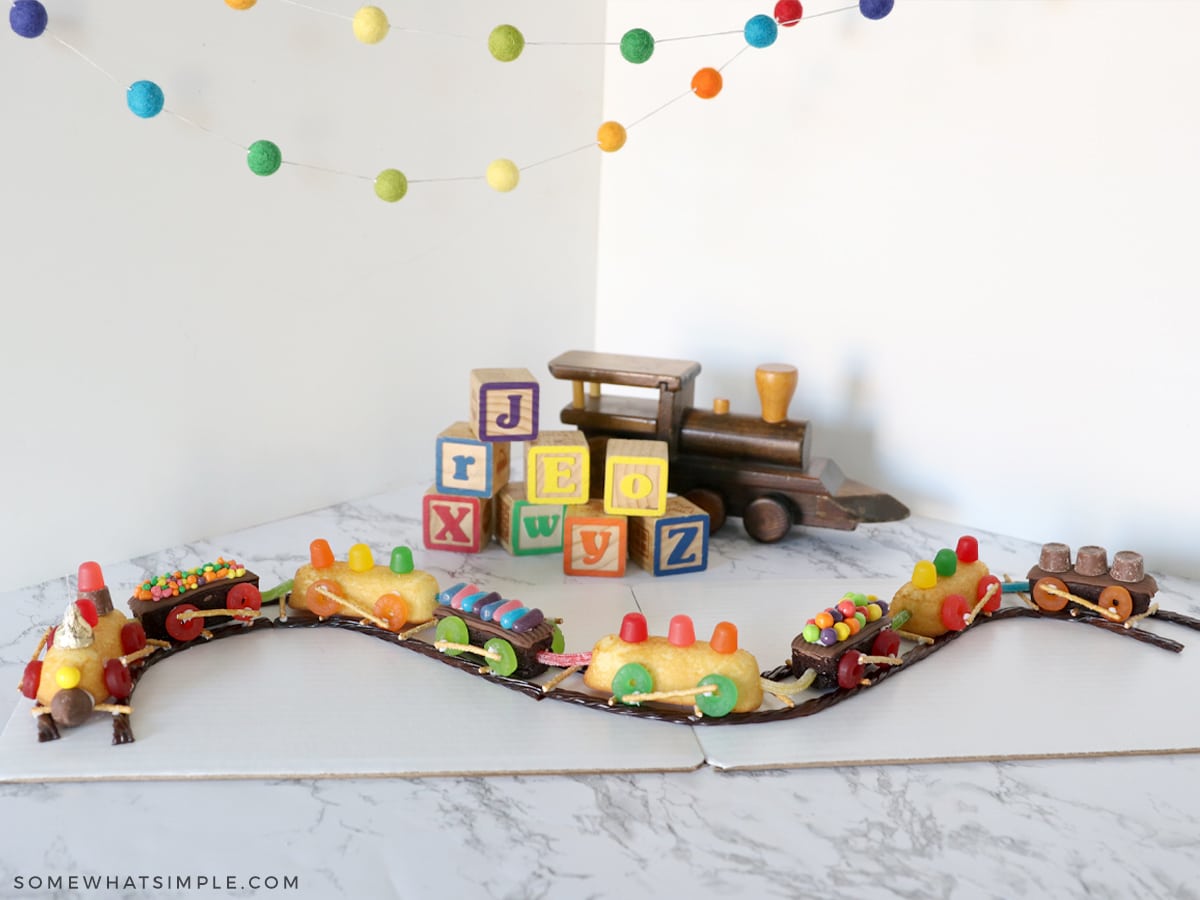 full shot of a train cake