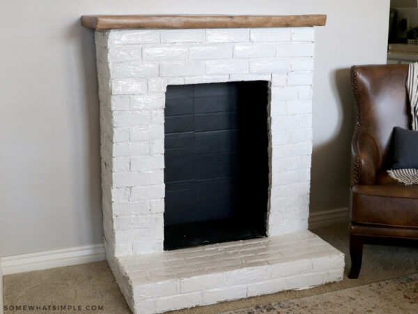finsihed fireplace, not decorated