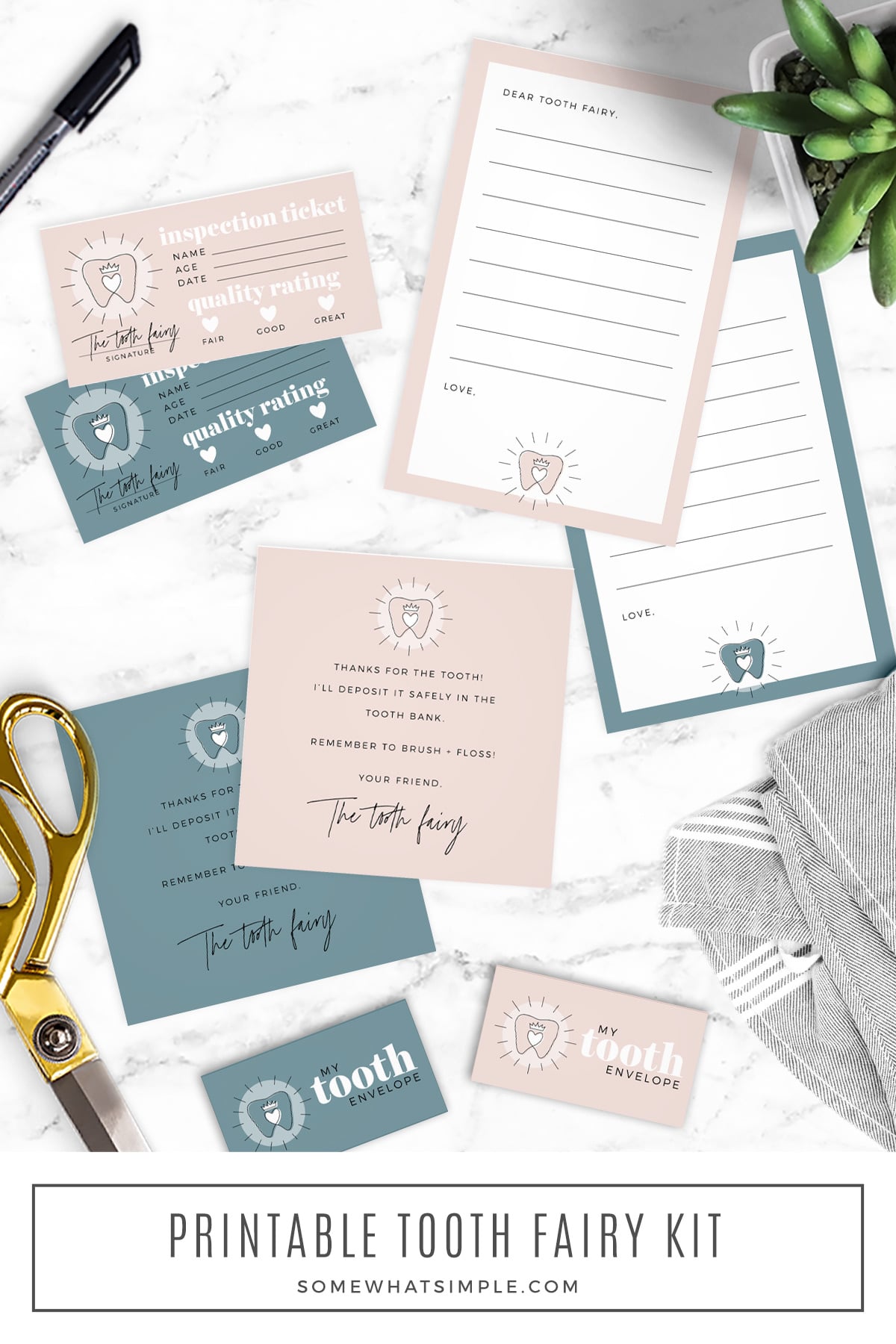 Printable Tooth Fairy Notes are a great way to celebrate the first tooth, second tooth, or last lost tooth! Download our letter set and get ready for some fun! via @somewhatsimple