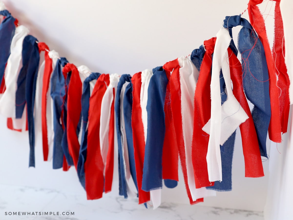 fabric banner in red white and blue