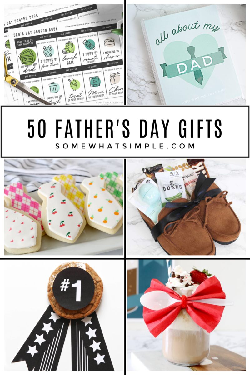 collage of 6 father's day gift ideas