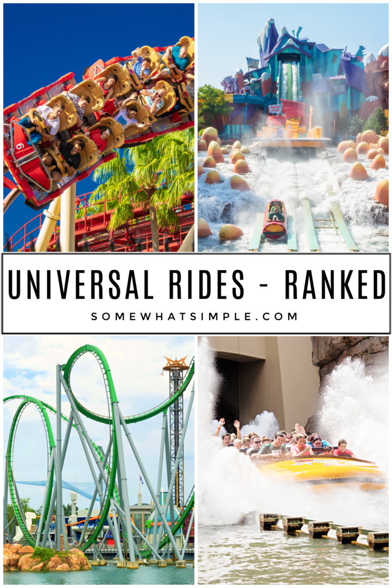 collage of rides from universal orlando