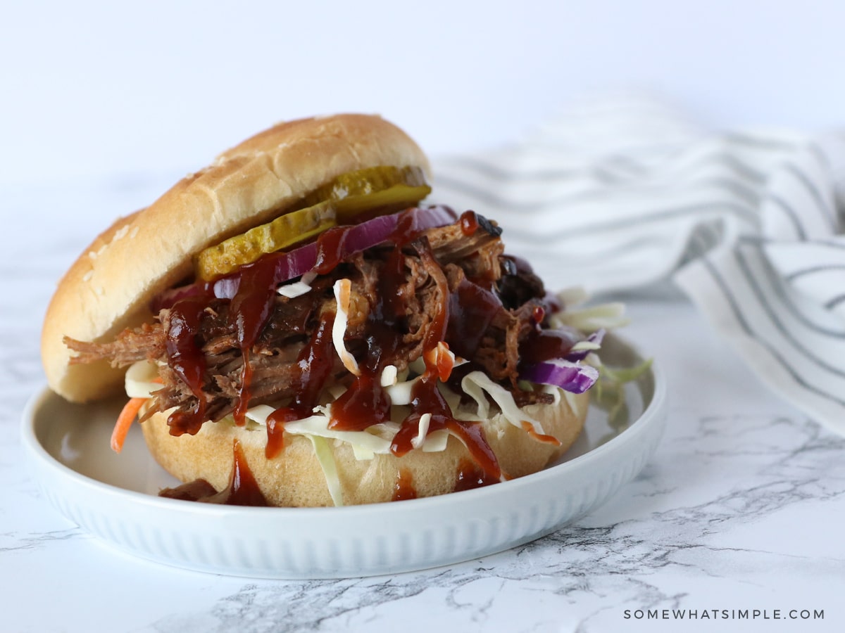 further away shot of a bbq beef sandwich