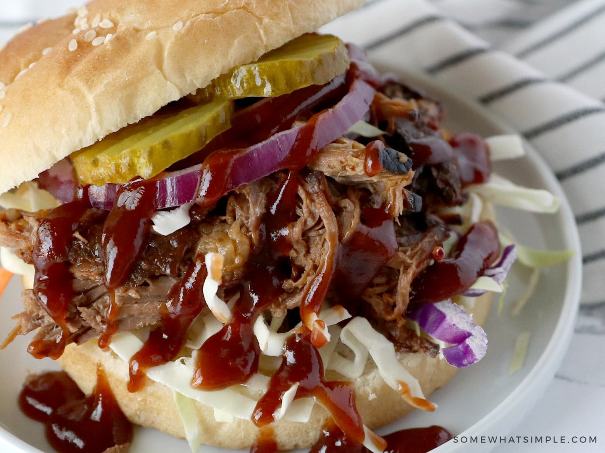 close up of a bbq beef sandwich