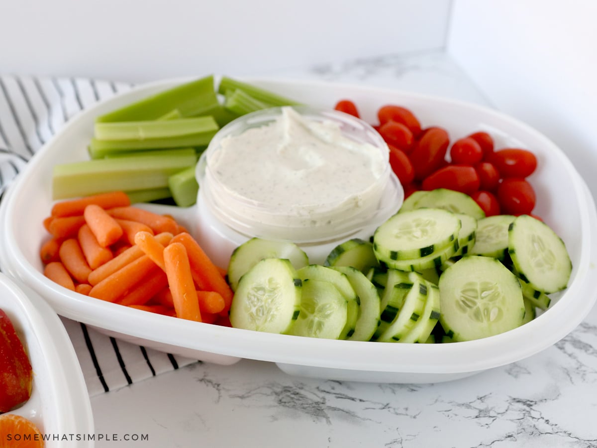 healthy vegetables in a snack tray
