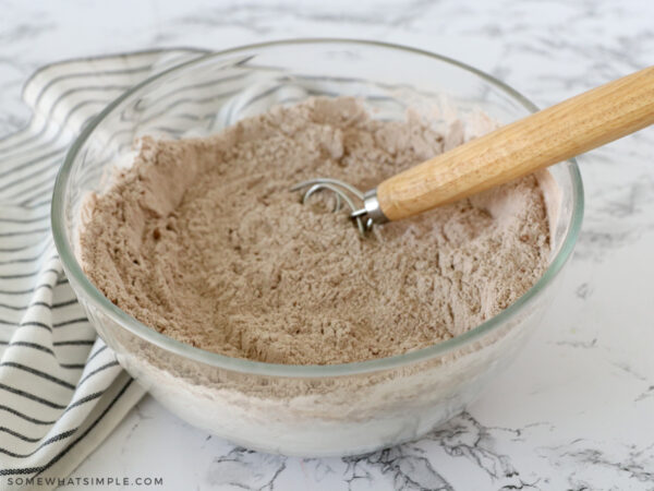 mixing ingredients for chocolate zucchini bread