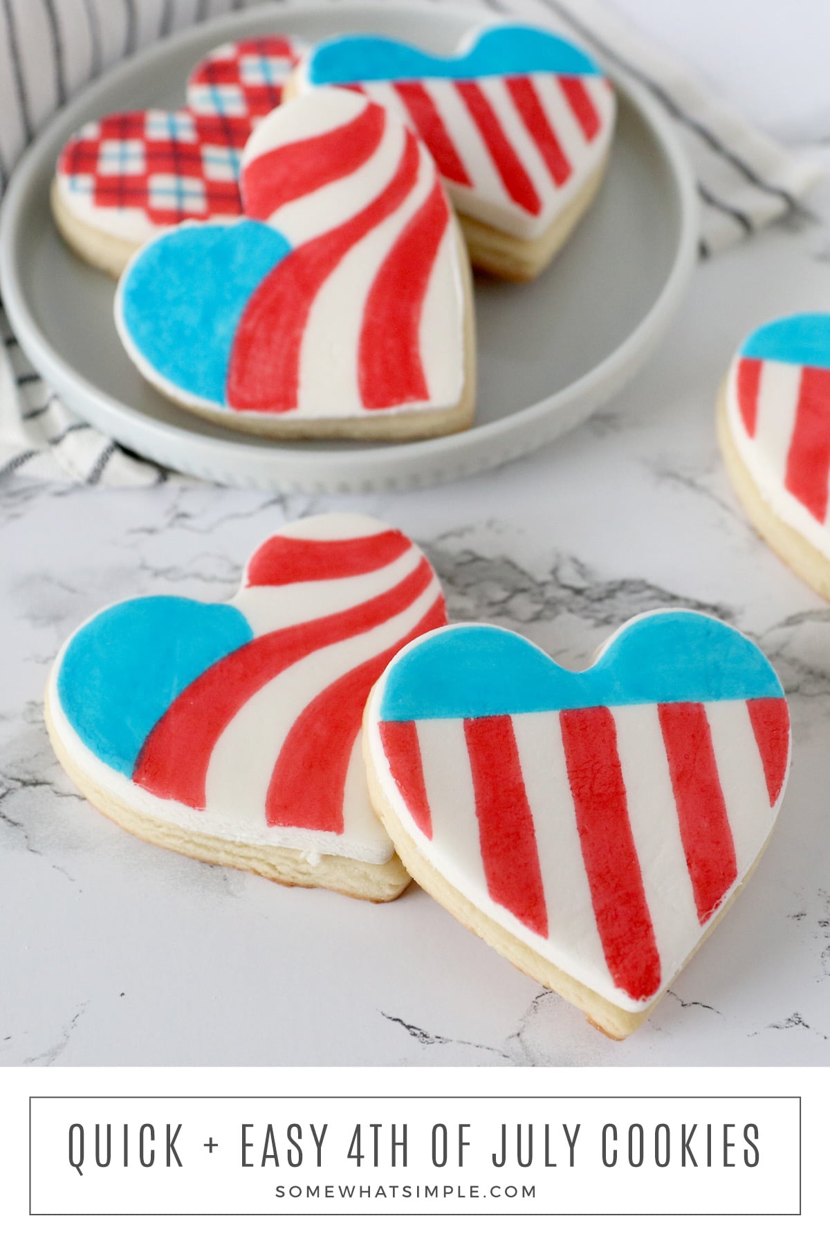 The easiest 4th of July Cookies EVER! A simple sugar cookie recipe decorated to perfection for your Independence Day celebration! via @somewhatsimple