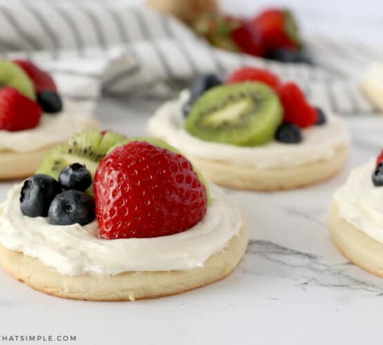 mini fruit pizzas on the counter
