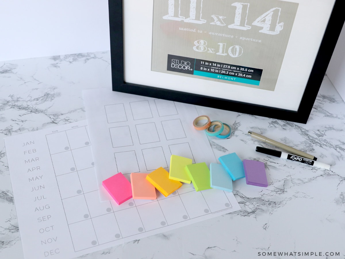 supplies needed to make a bucket list with post it notes