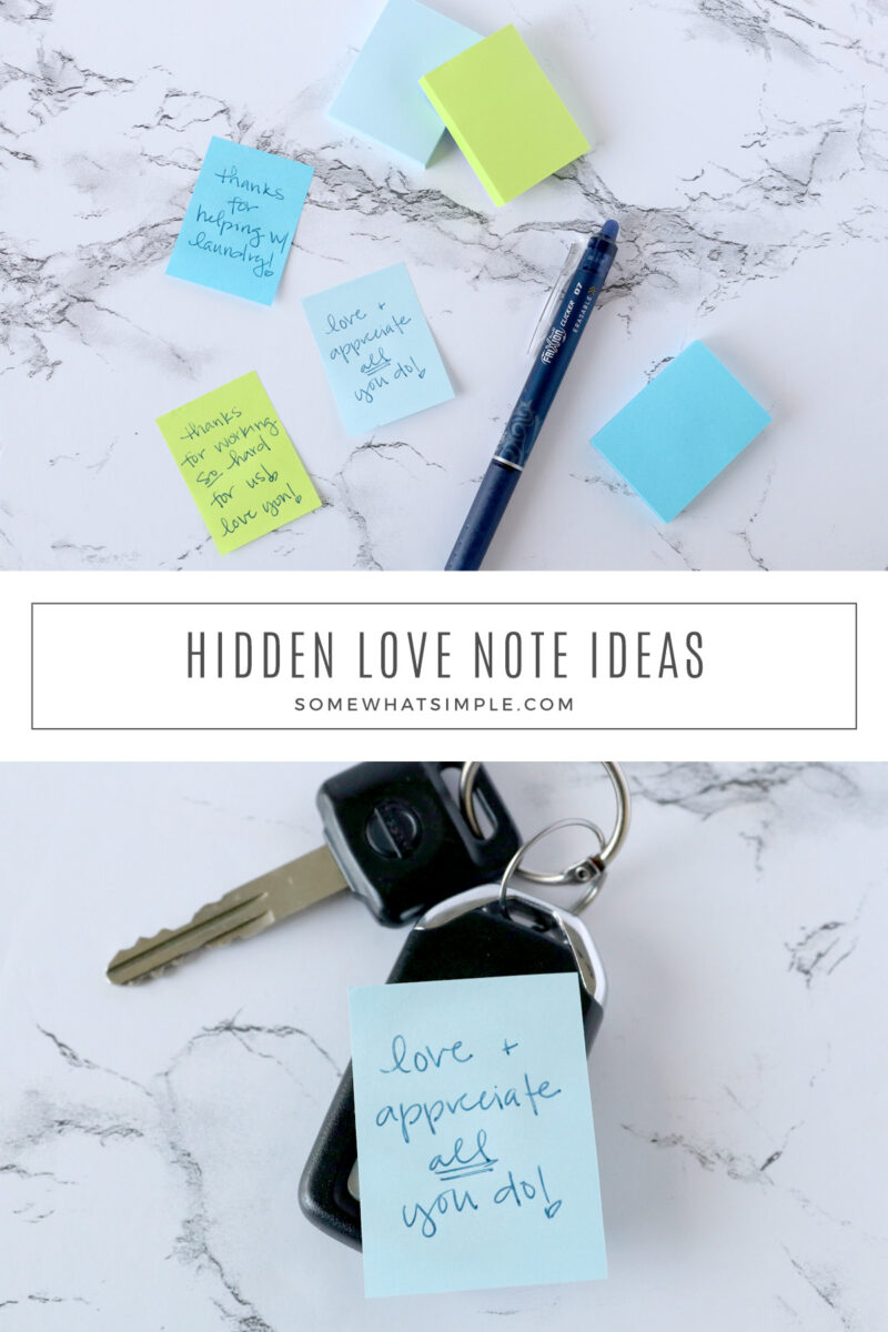 collage of love notes hidden on random items waiting to be found