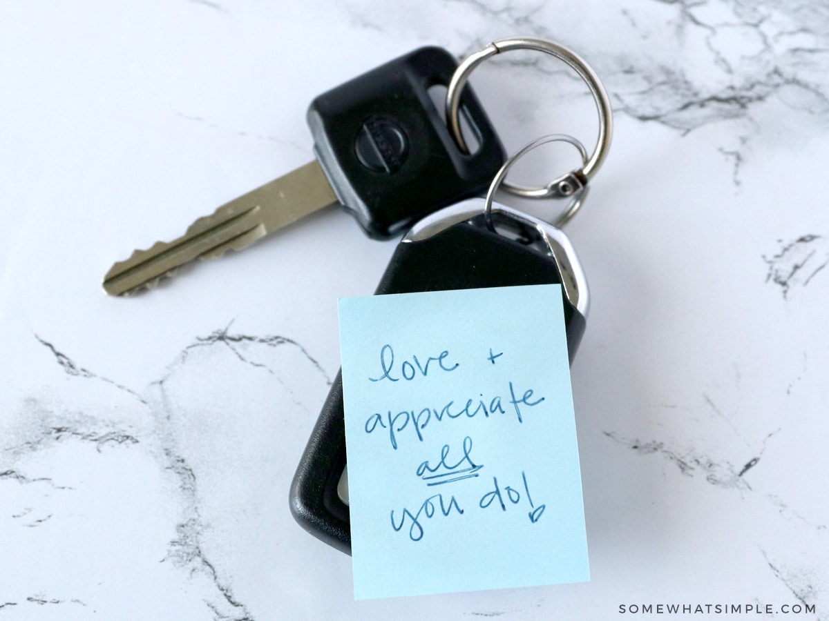 love note on a set of keys