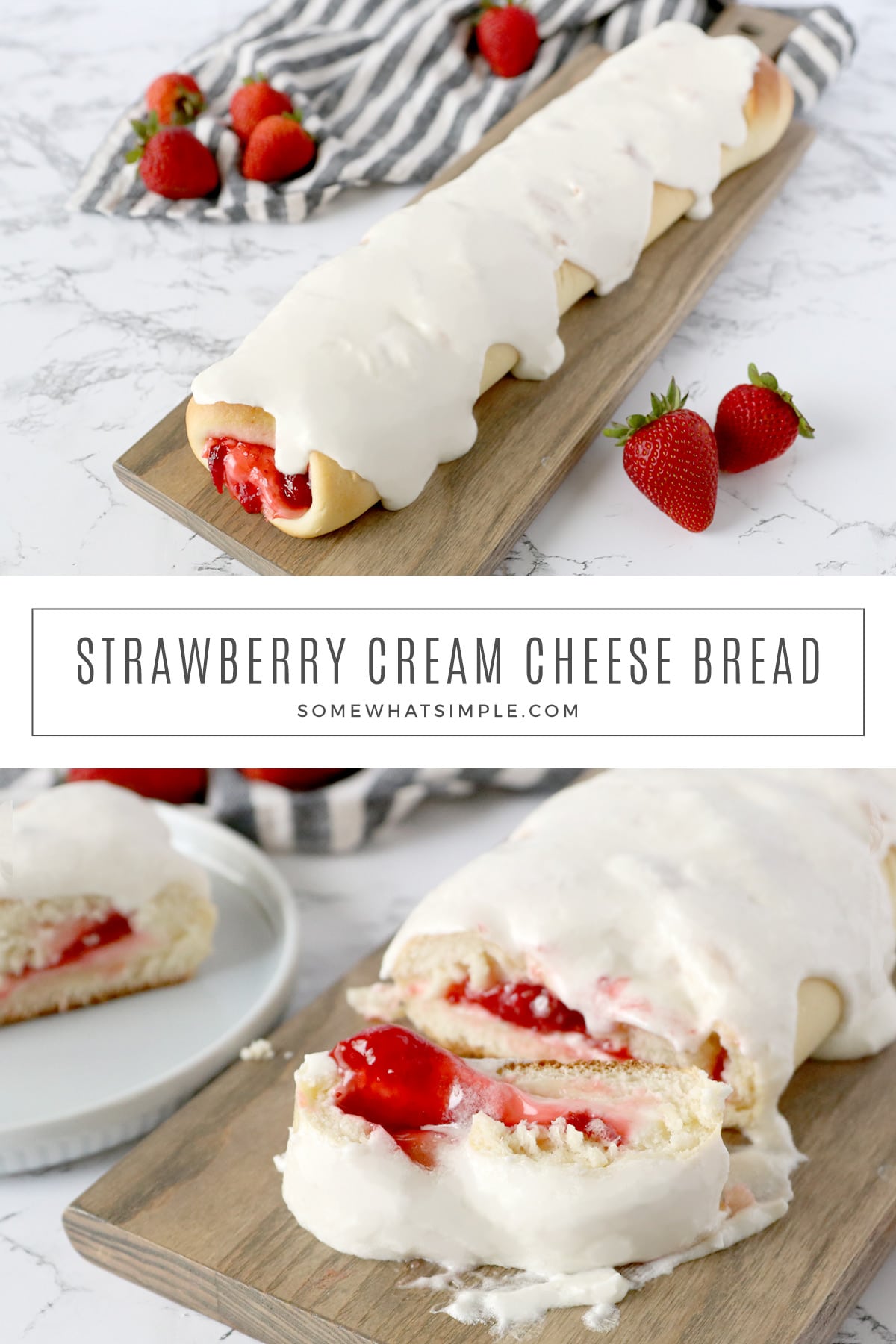 Braided cream cheese and strawberry bread is a great summer treat. It’s so easy to make and it tastes AMAZING! See how to make it here. via @somewhatsimple