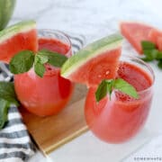 watermelon punch in two glass cups