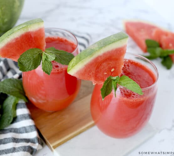watermelon punch in two glass cups
