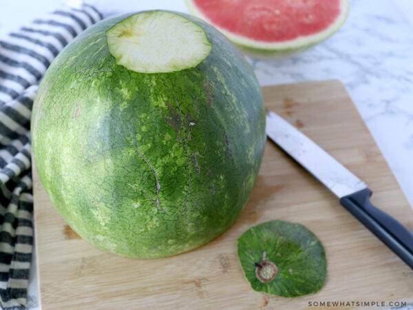 cutting a watermelon rind