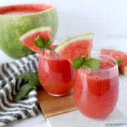 watermelon punch recipe in glasses with mint leaves