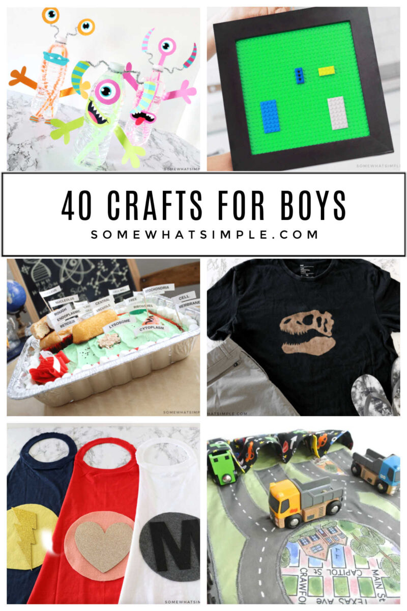 collage of 40 crafts for boys