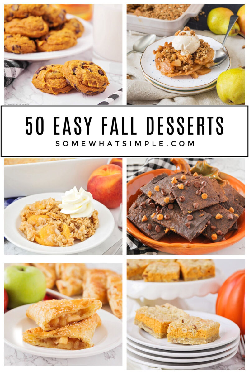 collage of fall desserts