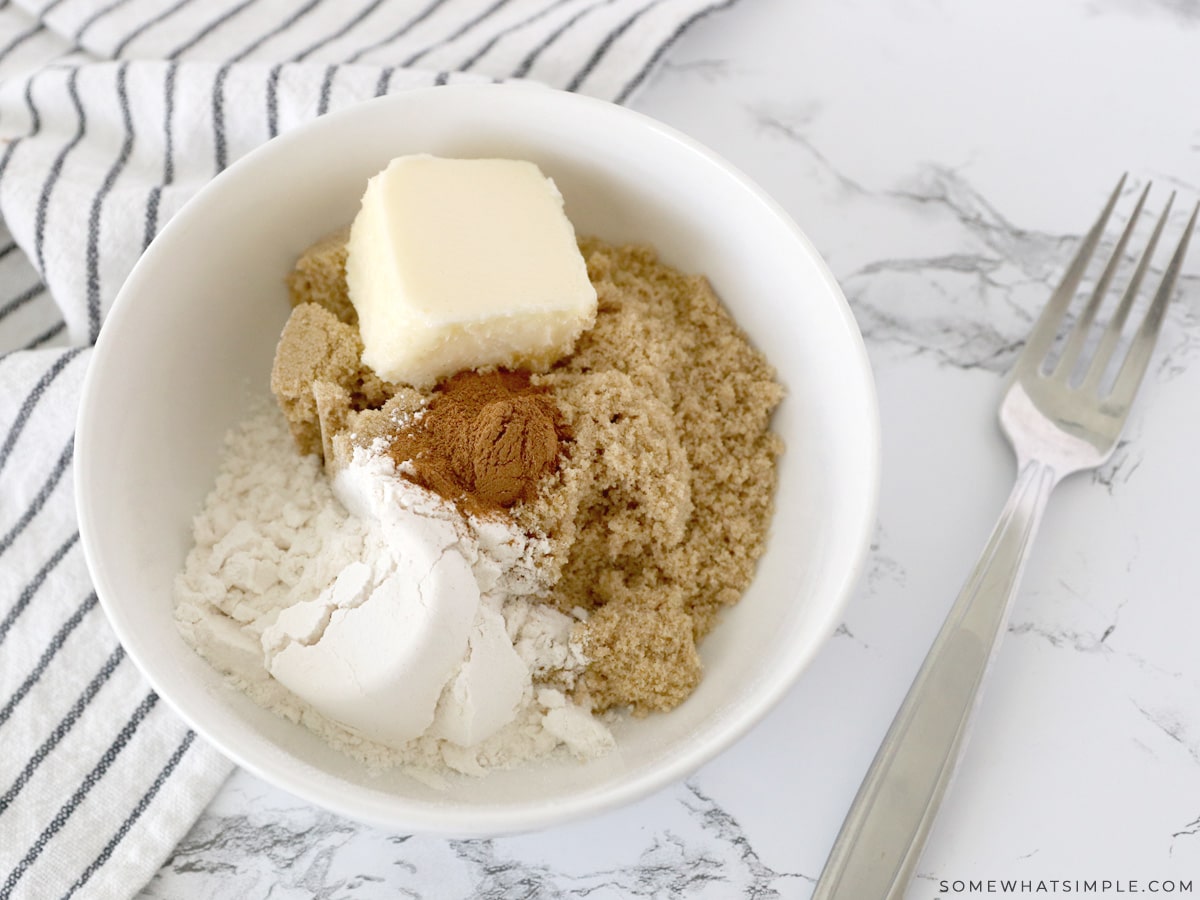 making a crumb topping for banana muffins